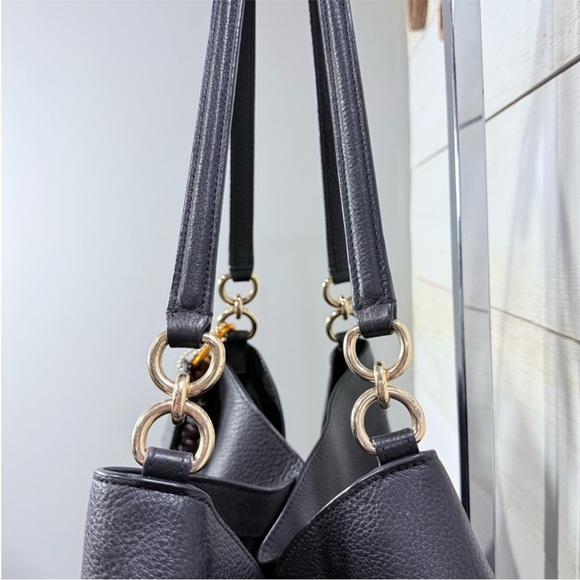 Coach Black Leather Shoulder Bag with Tassel Accents - Picture 5 of 16